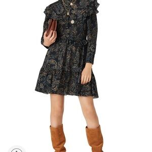 NICHOLAS Black and Gold Floral Long Sleeve Dress